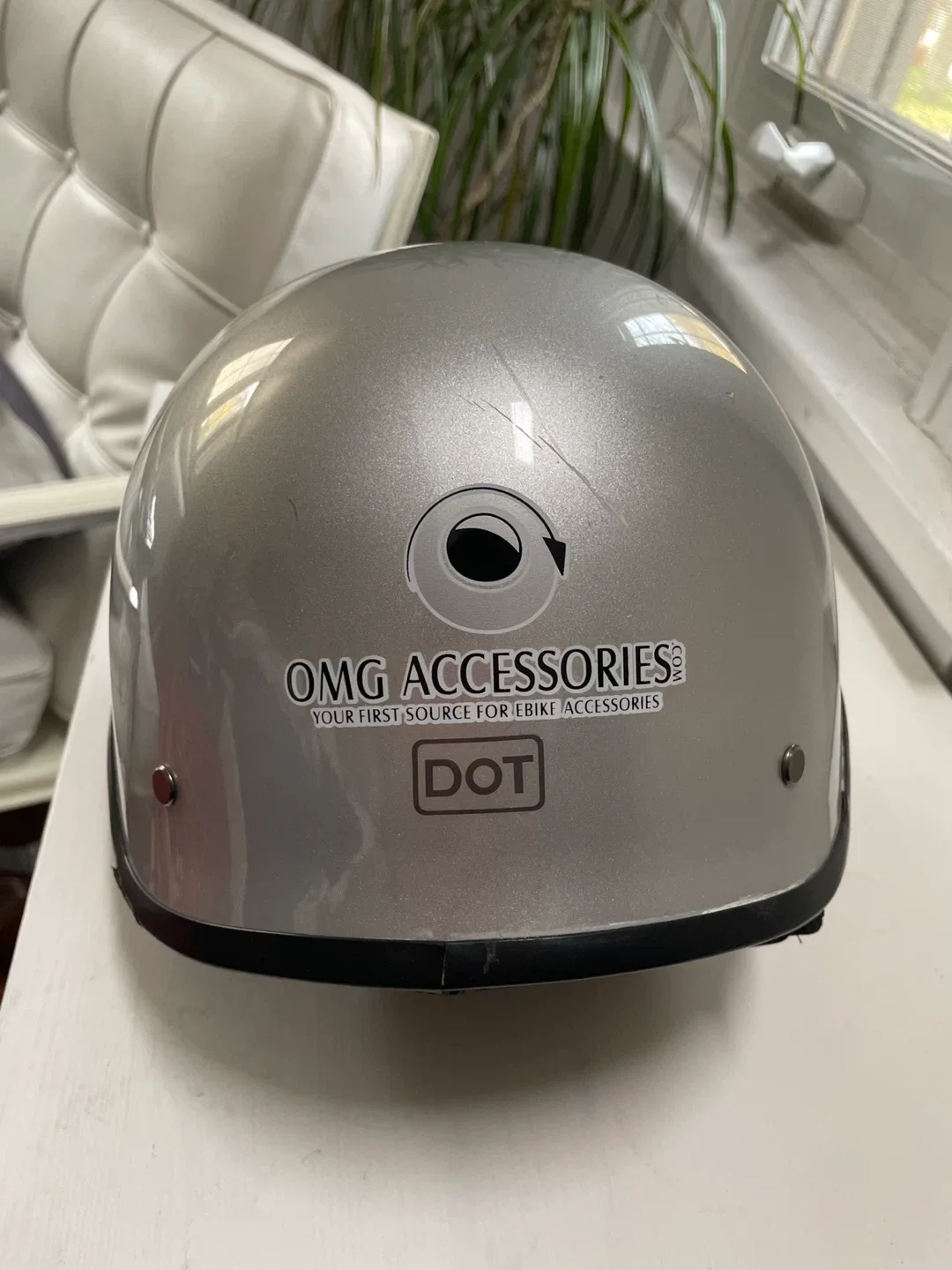 OMG Accessories Silver Motorcycle Helmet image indicator(2)