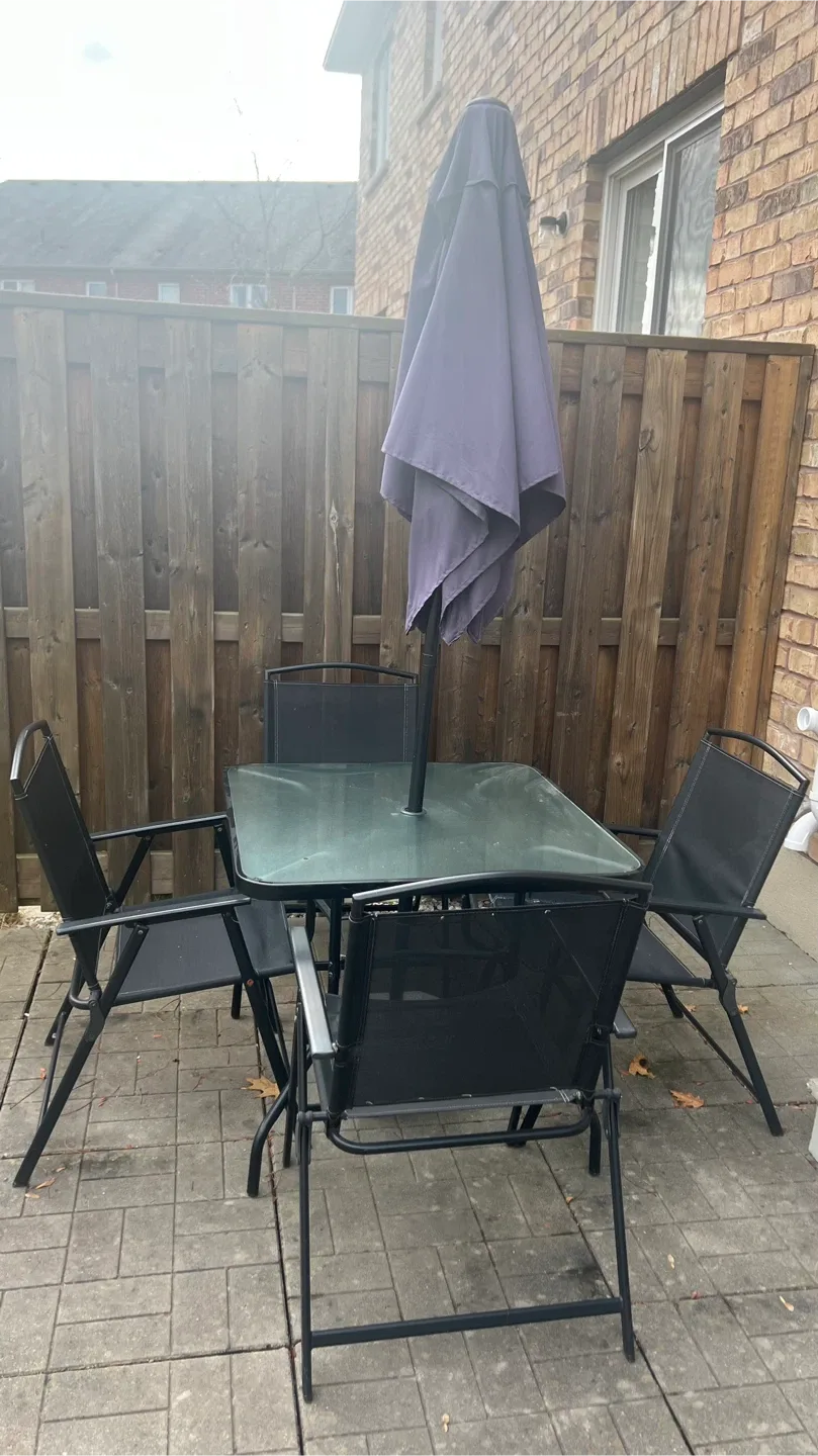 Patio Table with 4 Chairs & Umbrella image indicator(2)
