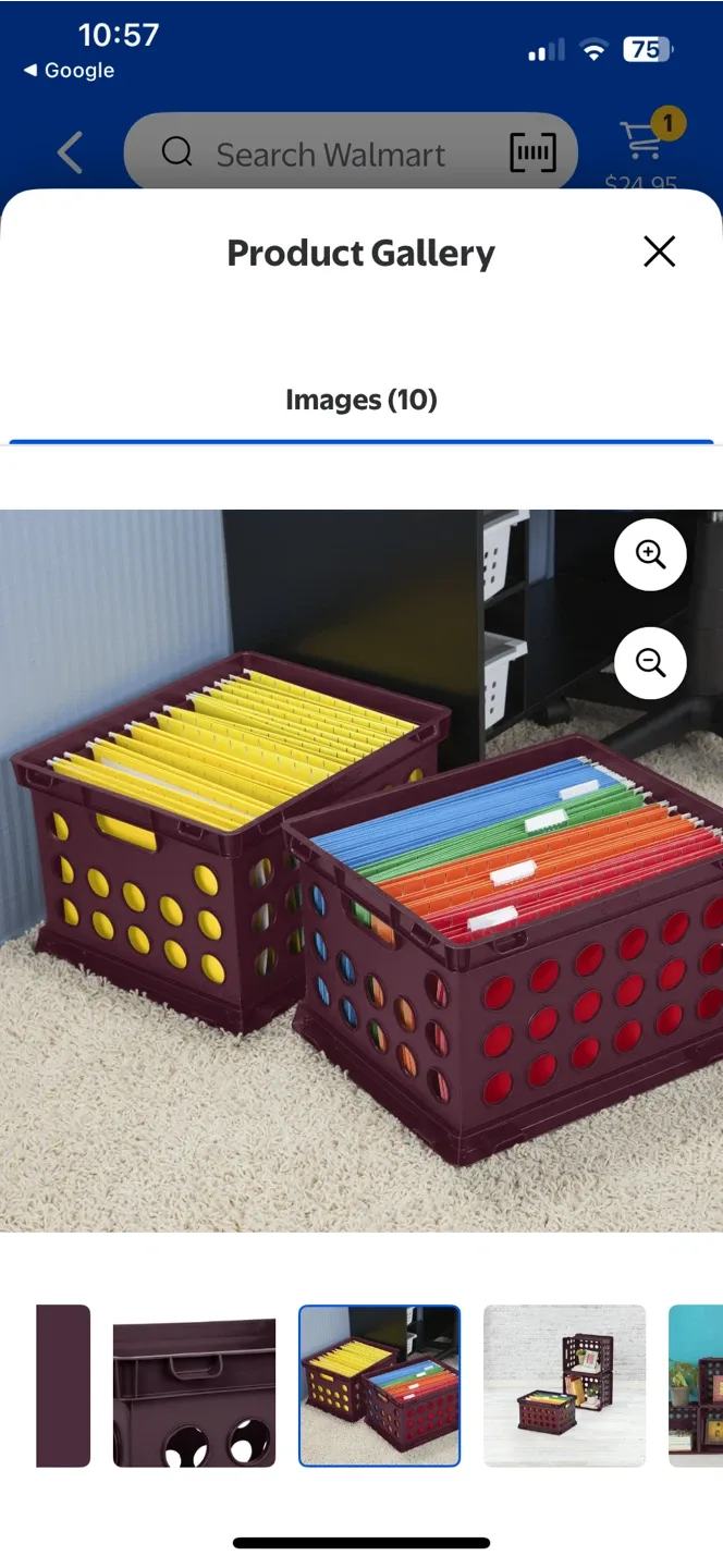 Sterilite “Metro Burgundy” Storage Crate, Letter or Legal image indicator(10)