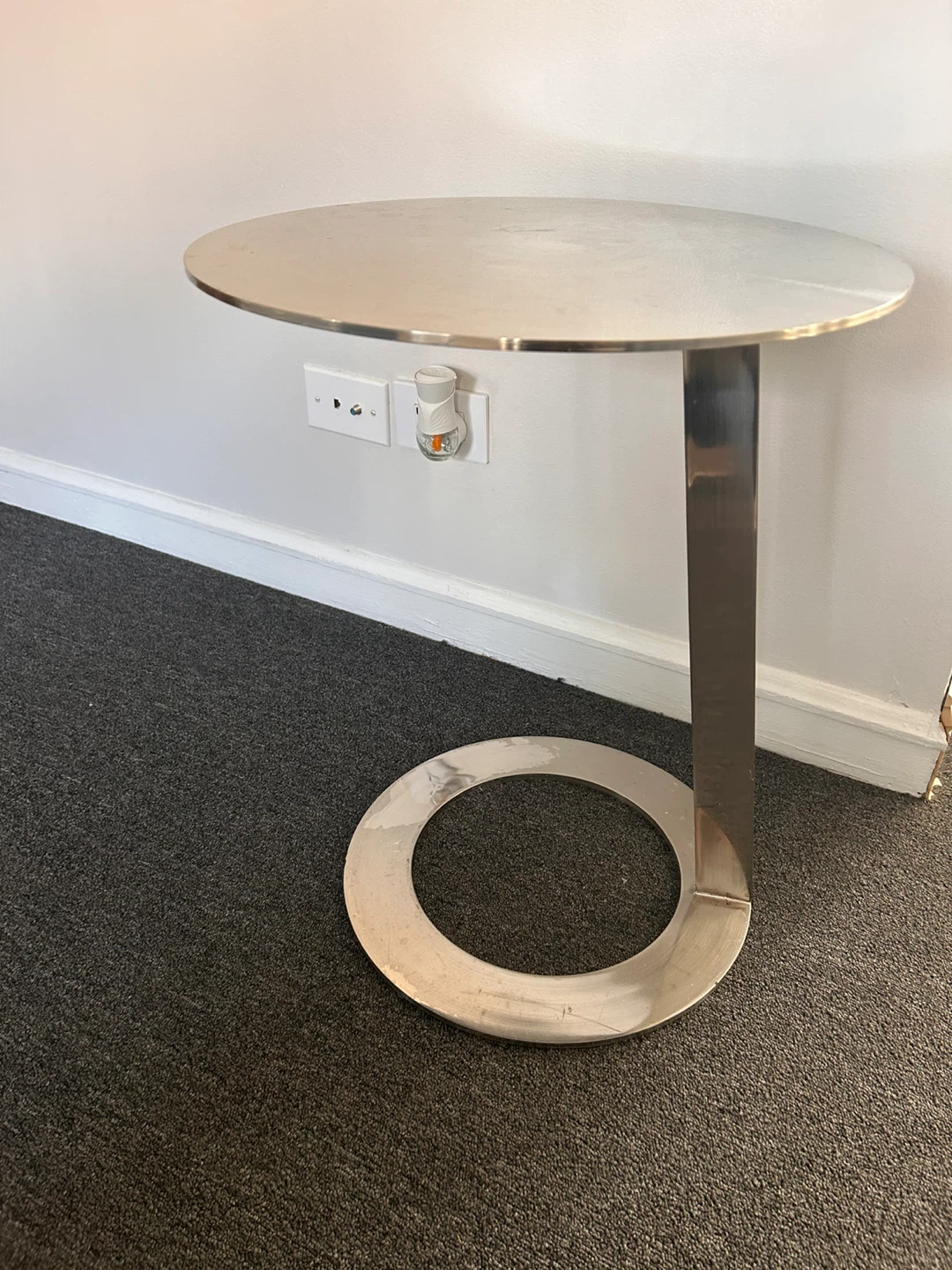 Silver Metal Side Table - 18" Diameter