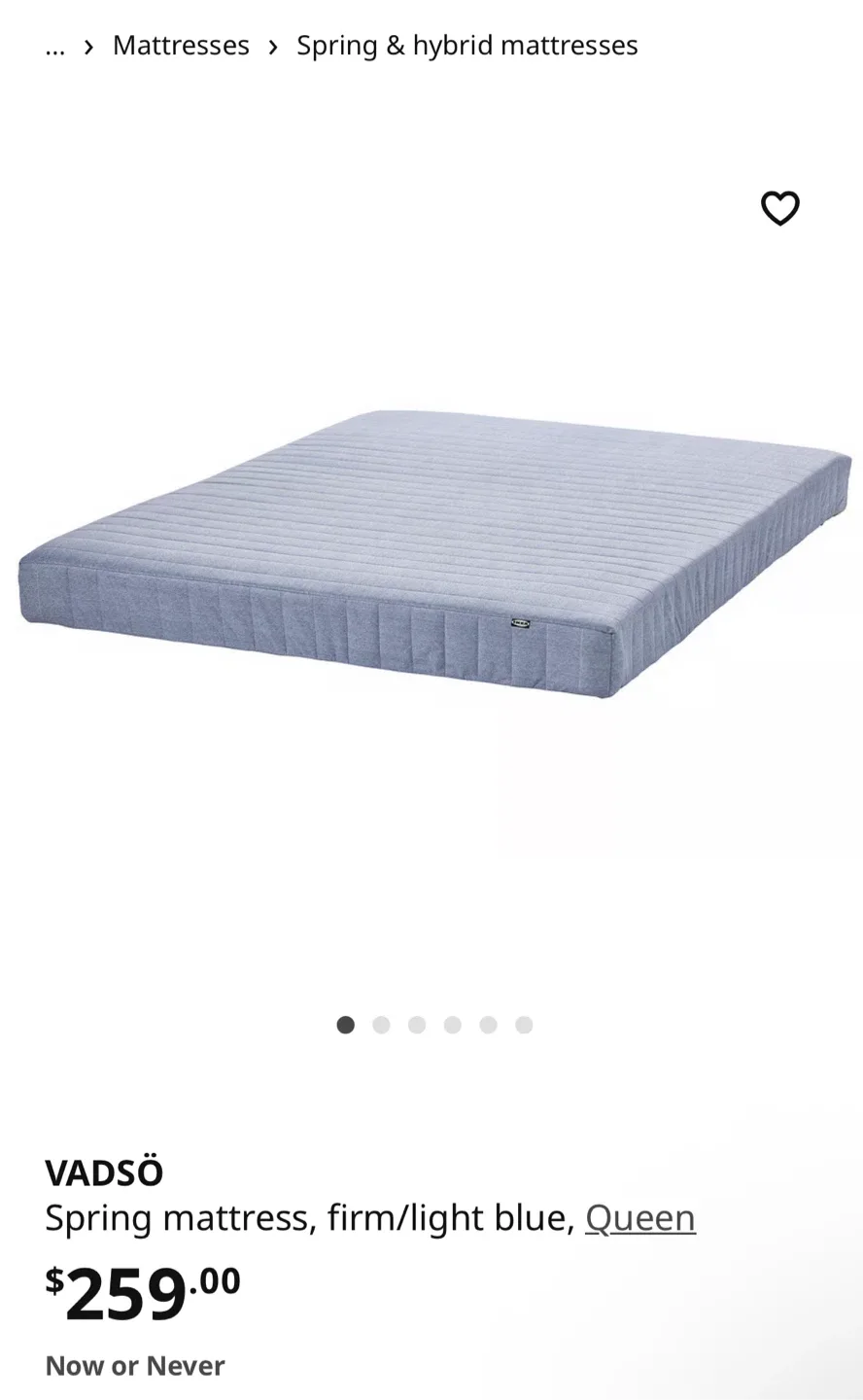 IKEA VADSÖ Queen Spring Mattress + adjustable bed frame