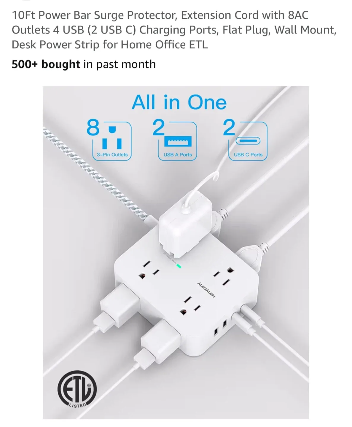 Hanycony Power Bar Surge Protector image indicator(2)