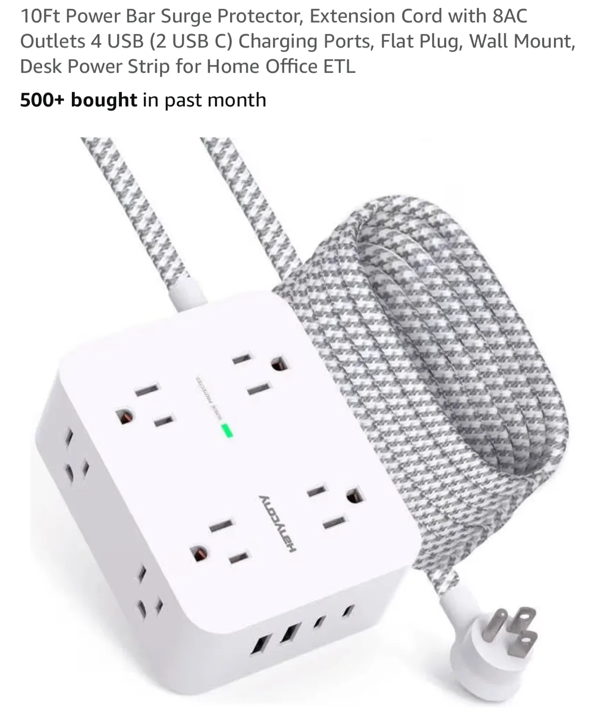 Hanycony Power Bar Surge Protector