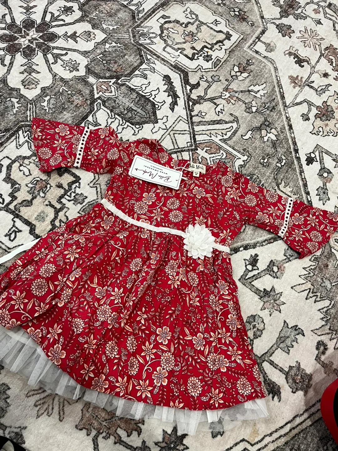 Bella Moda Red Floral Dress - Size 18-24 M
