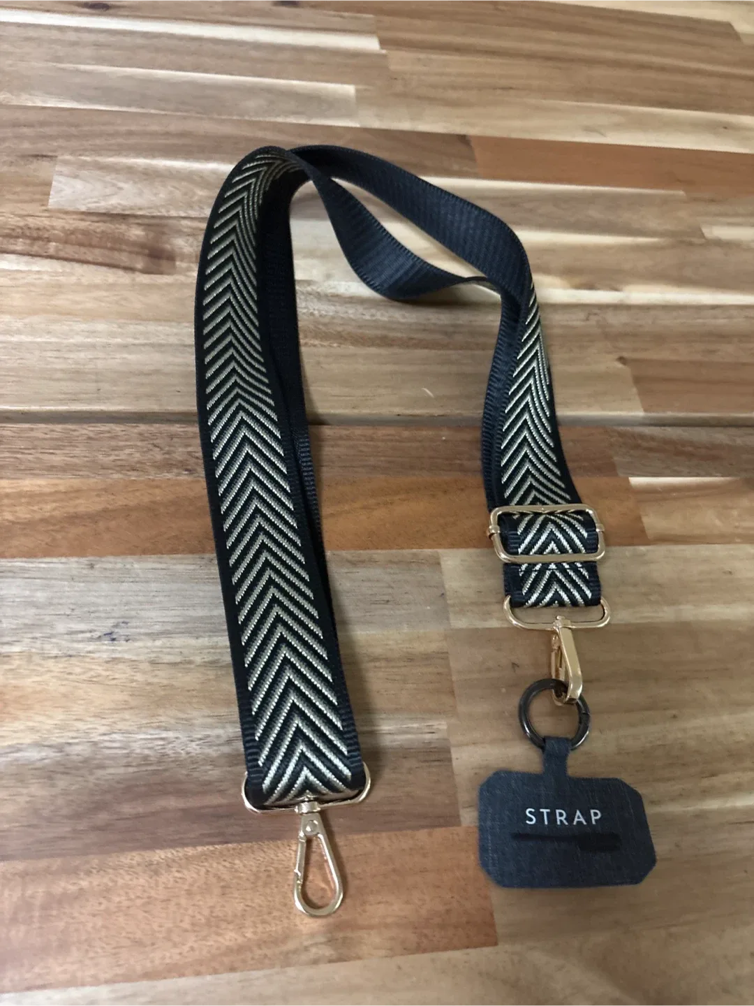 Black & Gold Chevron Bag Strap