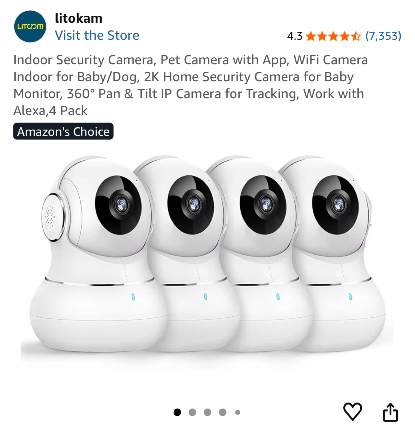 Litokam 2K WiFi Smart Camera - 4 Pack