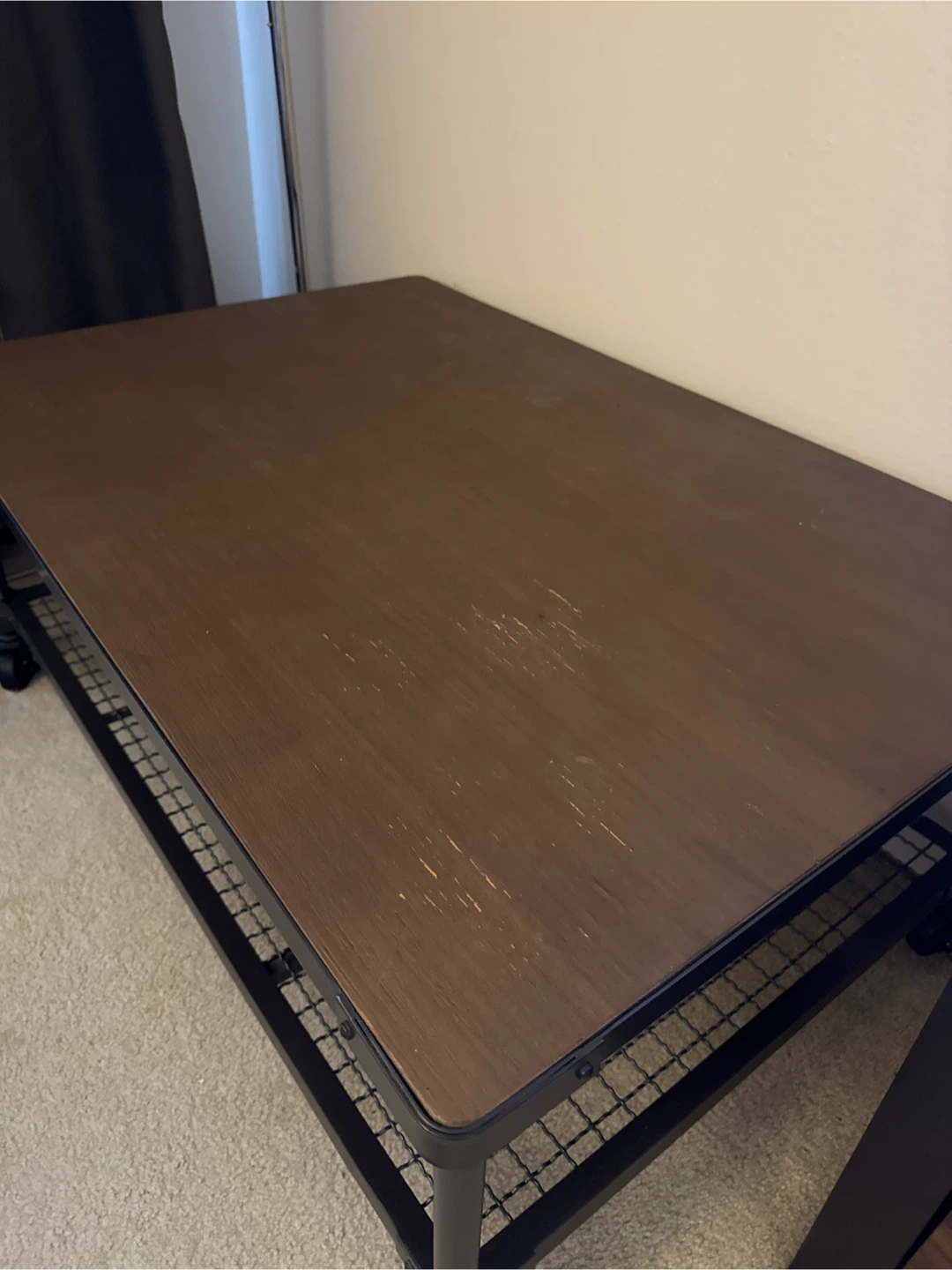 Rolling Coffee Table - Brown Wood & Metal - photo 3