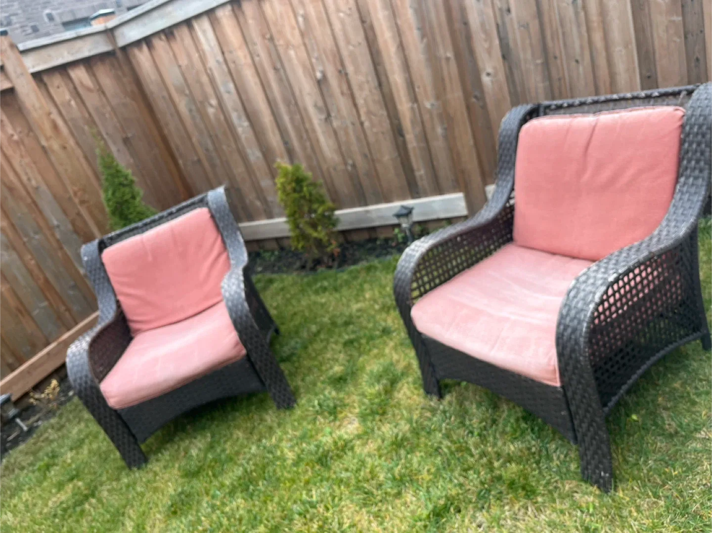Wicker Patio Chairs with Cushions - Set of 2