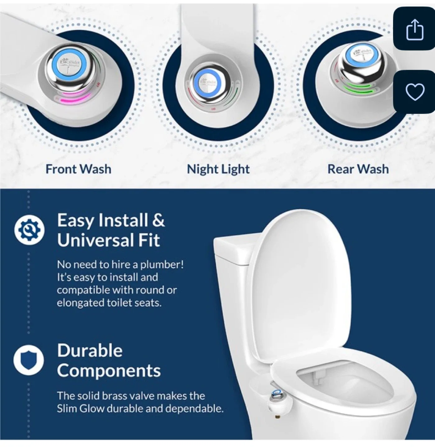 Bio Bidet SlimGlow Non-Electric Bidet image indicator(3)
