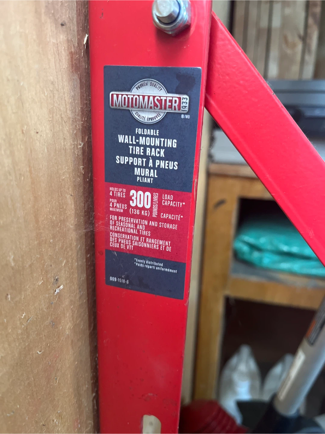 MotoMaster Foldable Wall-Mounting Tire Rack - photo 2