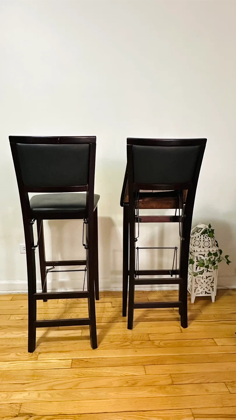 Set of 2 Foldable Wood Bar Stools (Orig. $125 Each) image indicator(4)