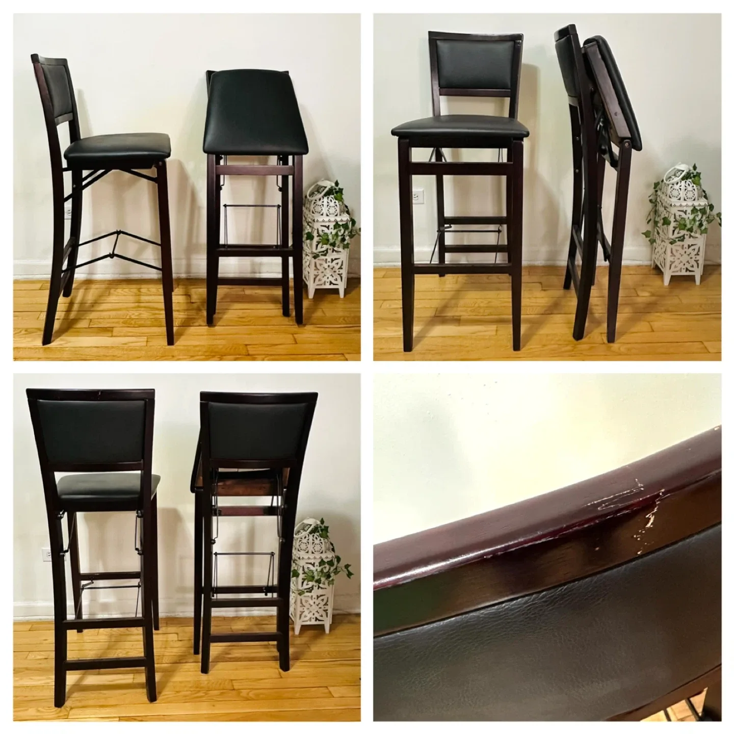 Set of 2 Foldable Wood Bar Stools (Orig. $125 Each)