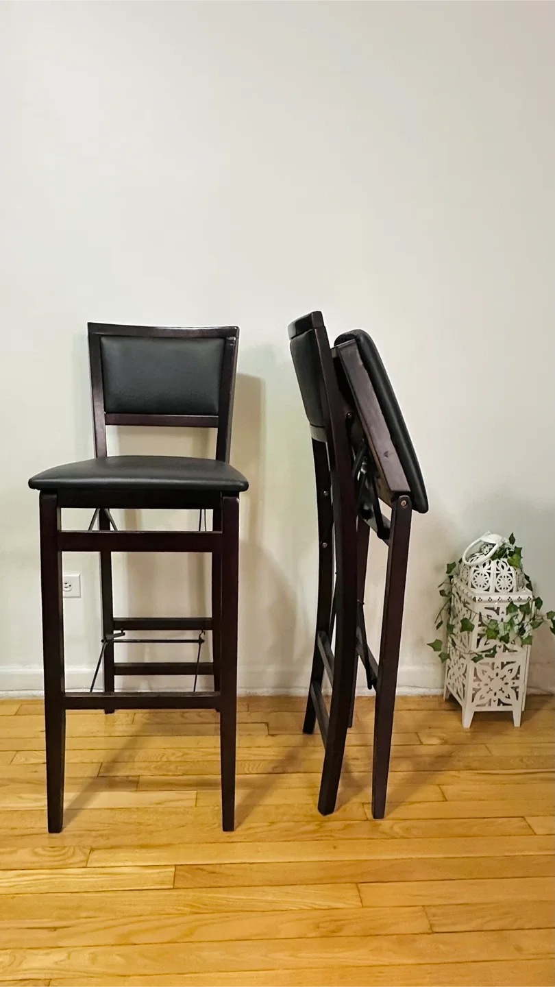 Set of 2 Foldable Wood Bar Stools (Orig. $125 Each) image indicator(3)