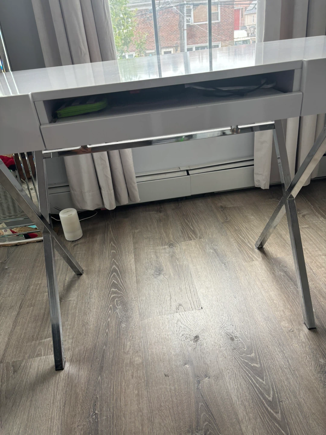 White Desk with Chrome Legs