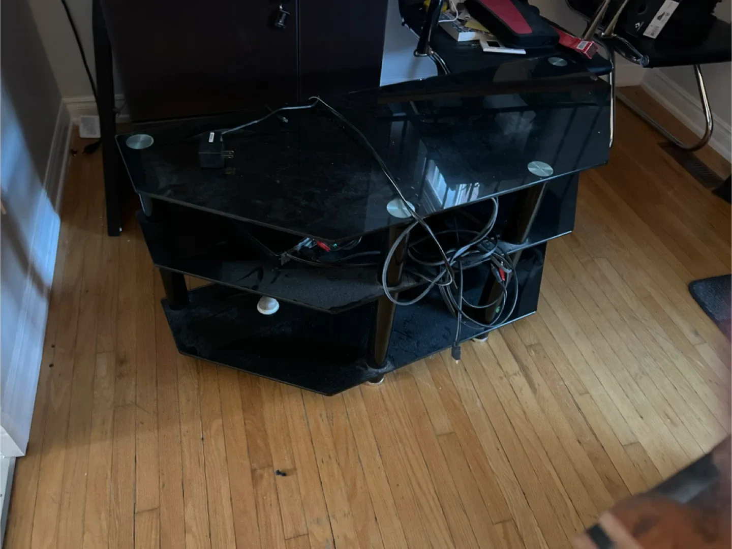 Black Glass TV Stand