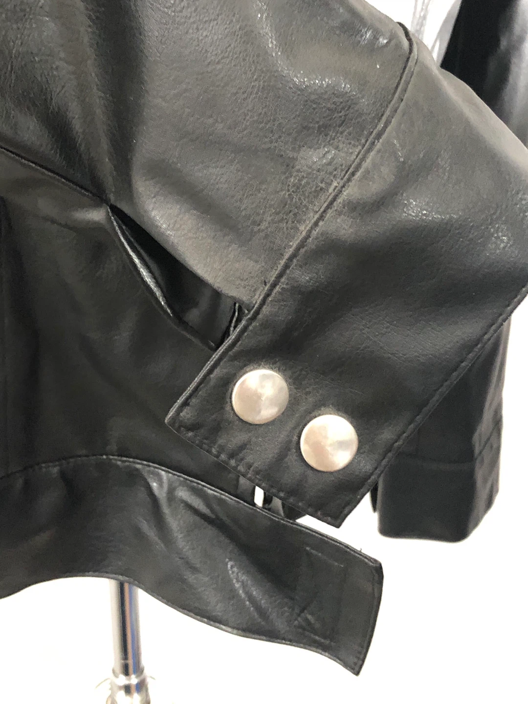Women’s Black Faux Leather Jacket. Size Medium. - photo 2