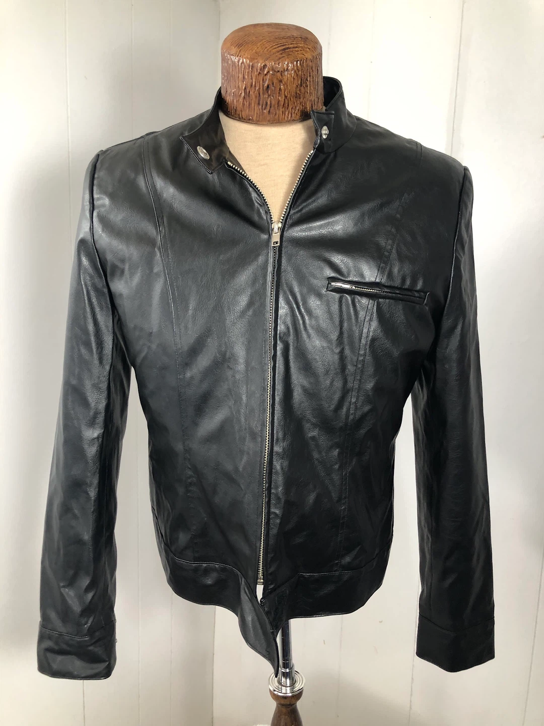 Women’s Black Faux Leather Jacket. Size Medium. - photo 4