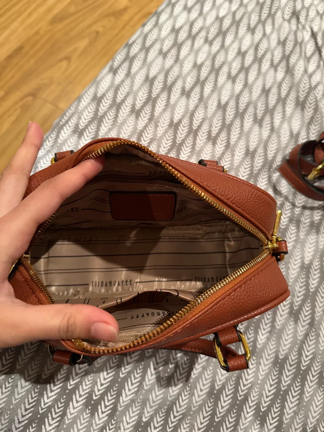 Tildauatte Brown Plaid Mini Boston Bag image indicator(2)