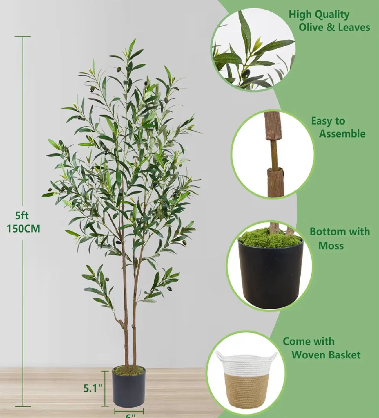 Warmplants 5ft Artificial Olive Tree image indicator(3)