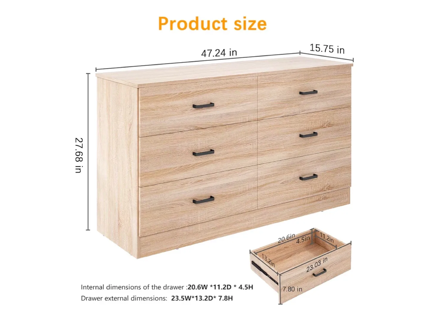 6-Drawer Dresser, Wood Grain Finish image indicator(2)