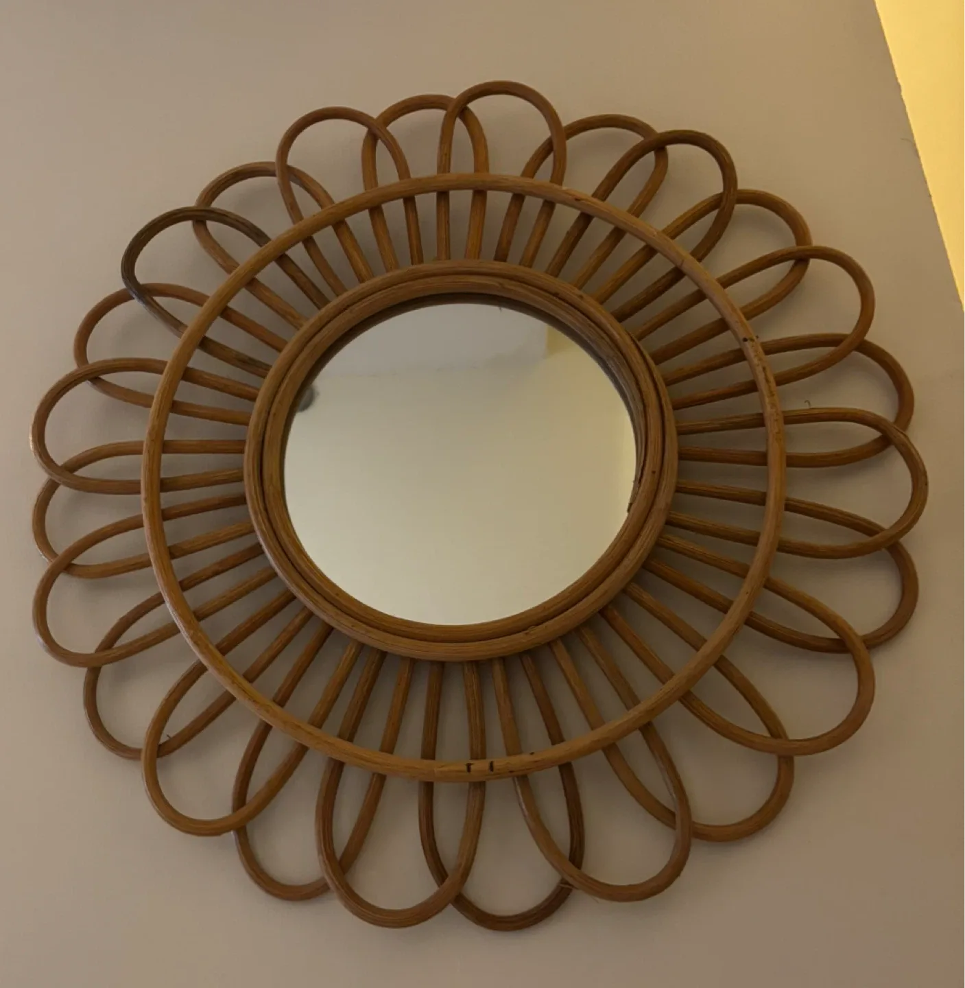 Rattan Flower Mirror - Boho Decor
