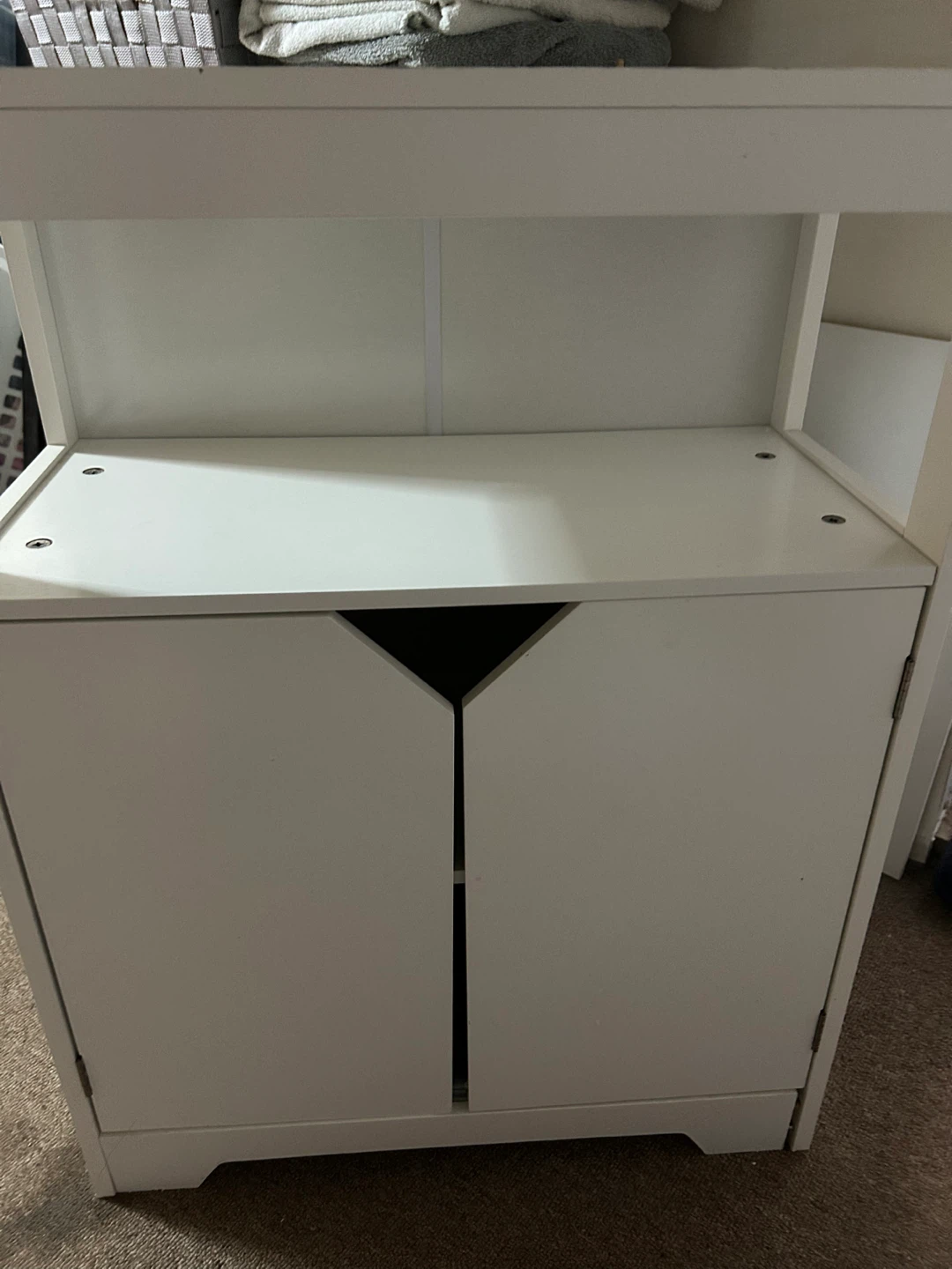 White Cabinet with Marble Top