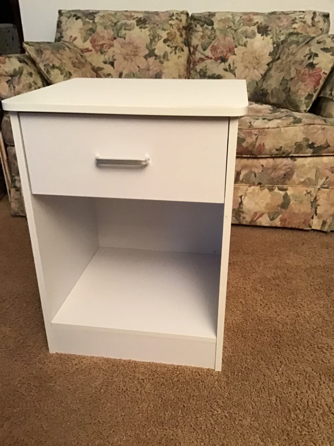 White Nightstand with Drawer