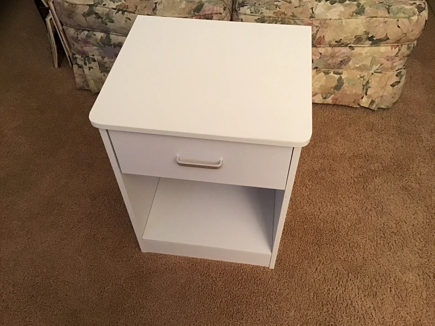 White Nightstand with Drawer - photo 2