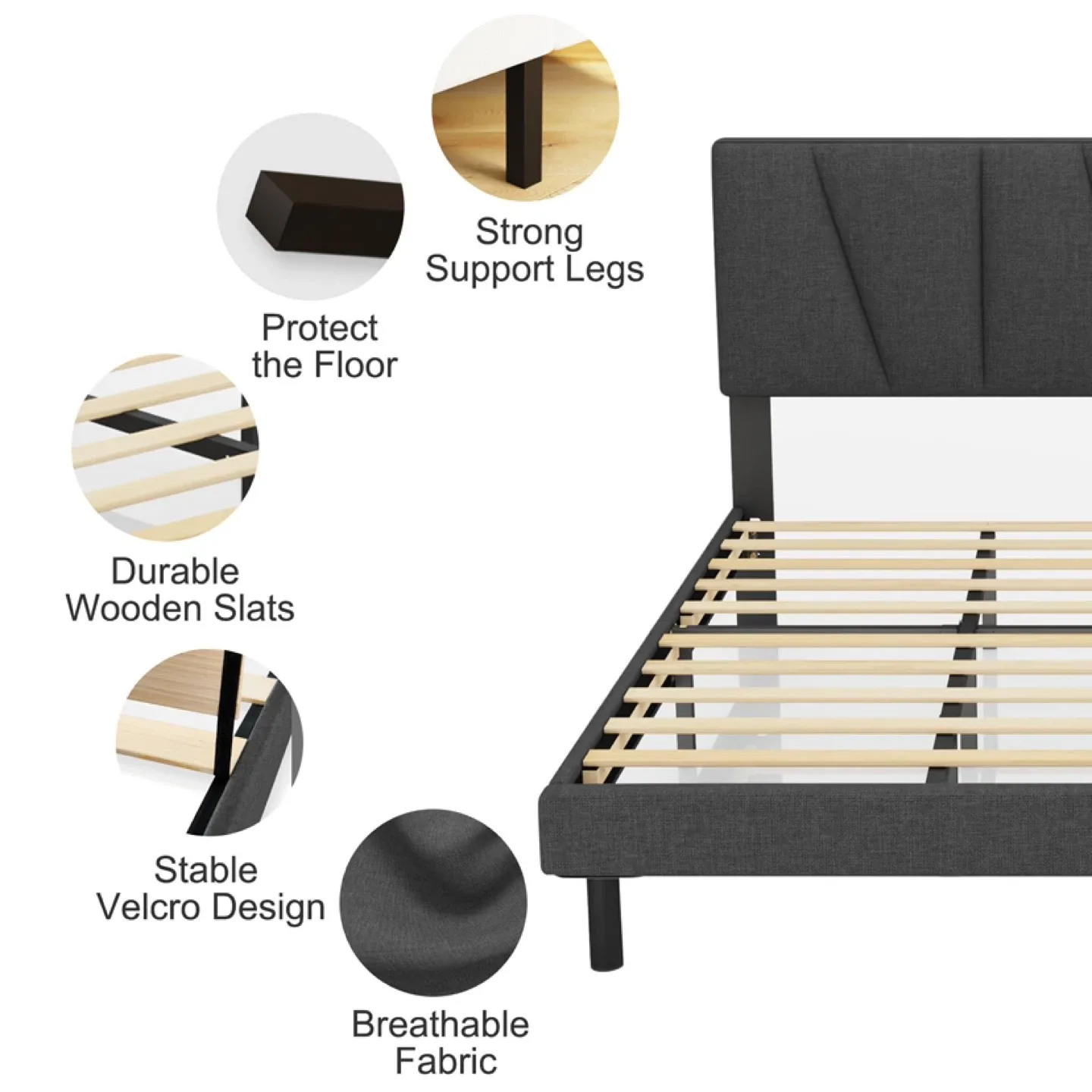 Queen Bed Frames with Upholstered Headboard image indicator(3)