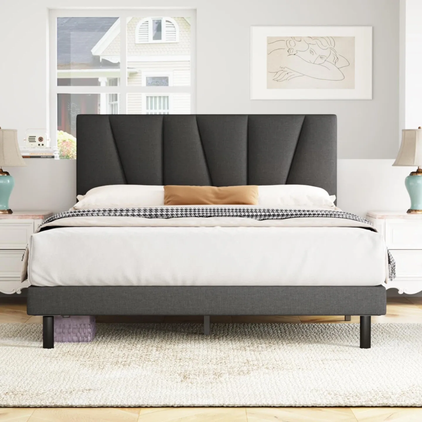 Queen Bed Frames with Upholstered Headboard