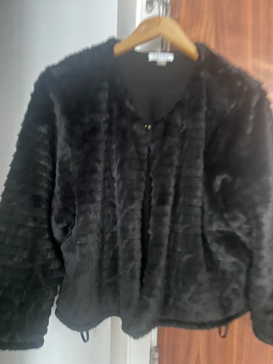 Calvin Klein Black Faux Fur Jacket 1TG/1X