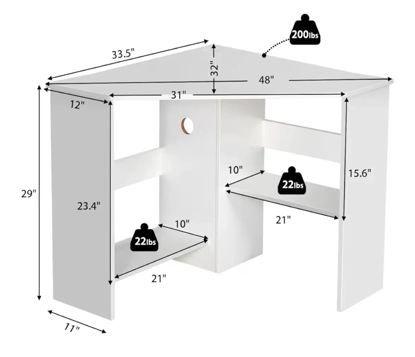 White Corner Desk + chair image indicator(4)