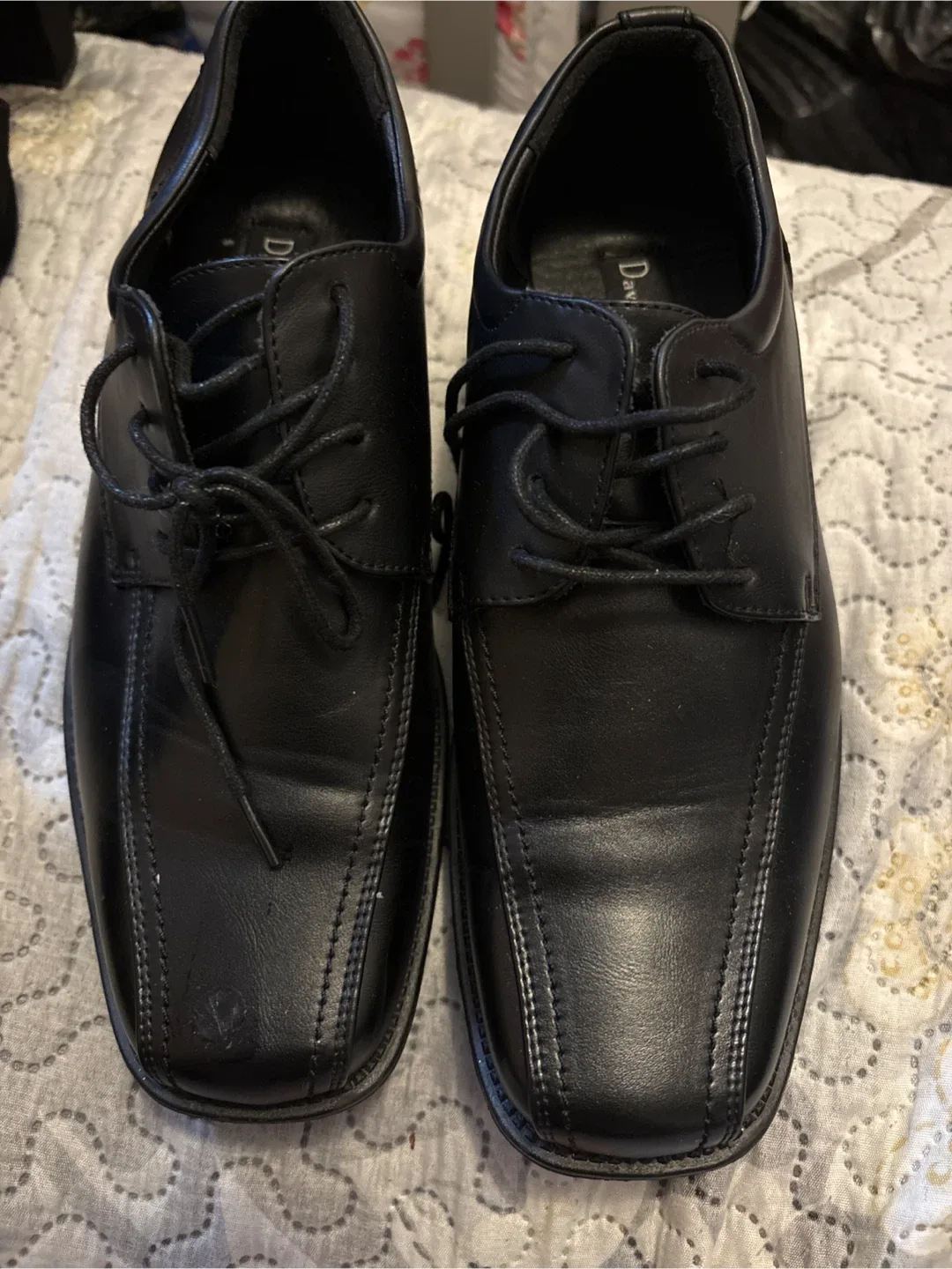 David Eden Black Leather Dress Shoes