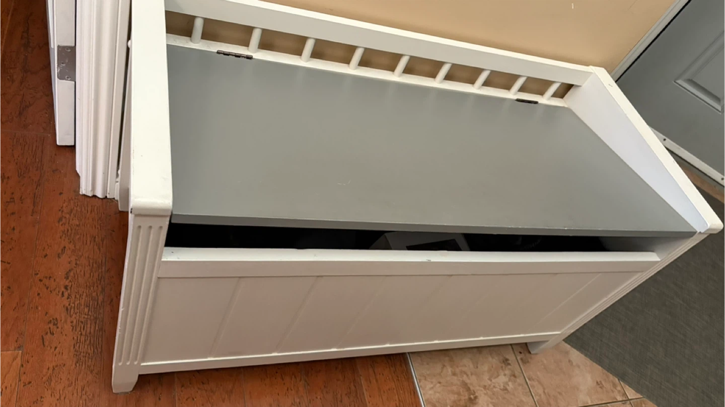 Entry way White & Grey Storage Bench - photo 2