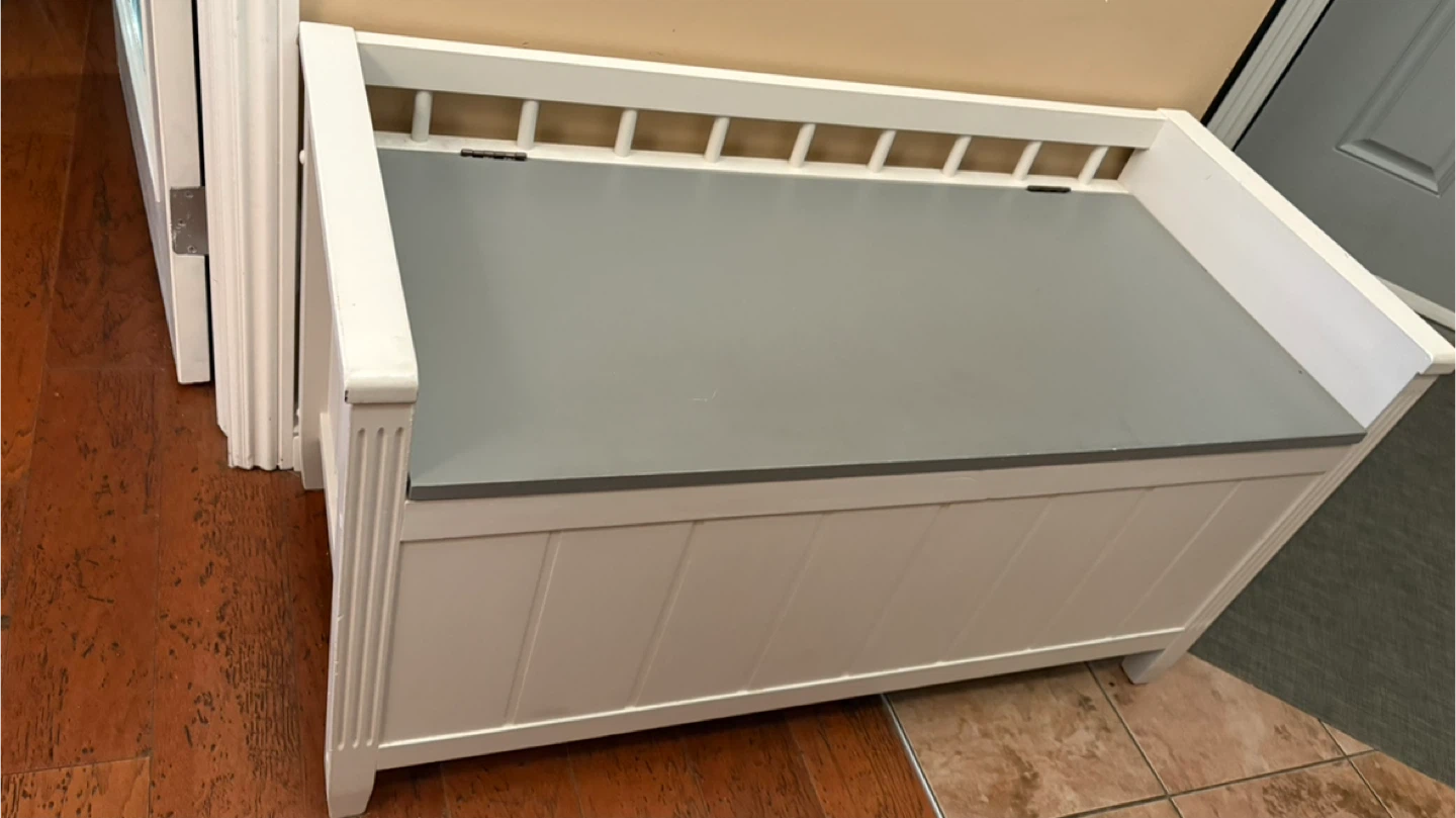 Entry way White & Grey Storage Bench