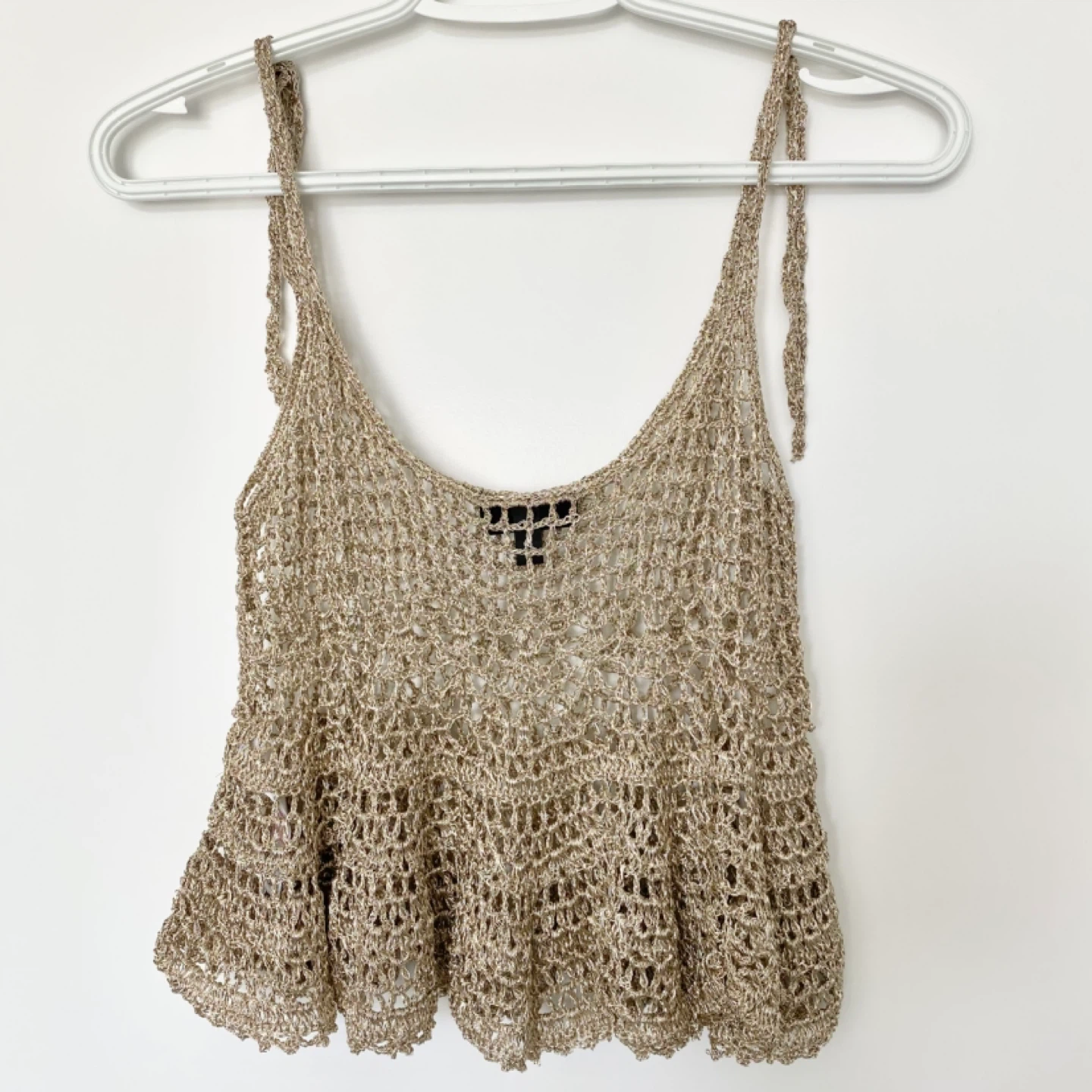 TOPSHOP Gold Crochet Crop Top (XS) - photo 2