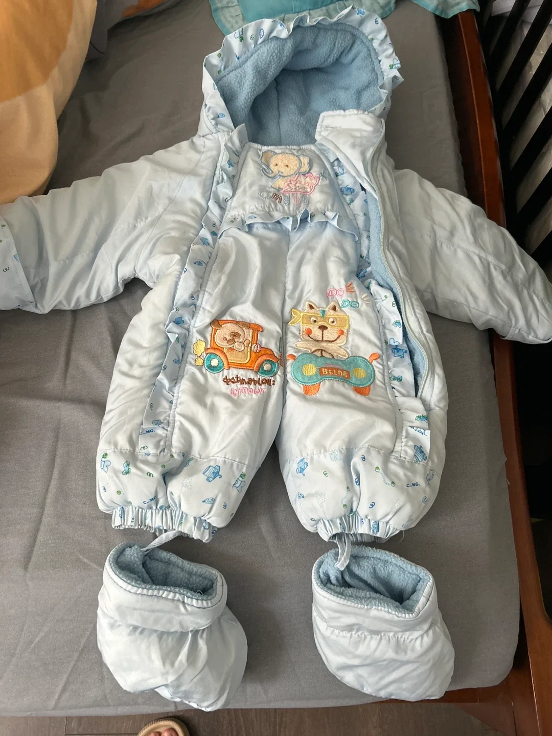 Baby Blue Snowsuit with Booties