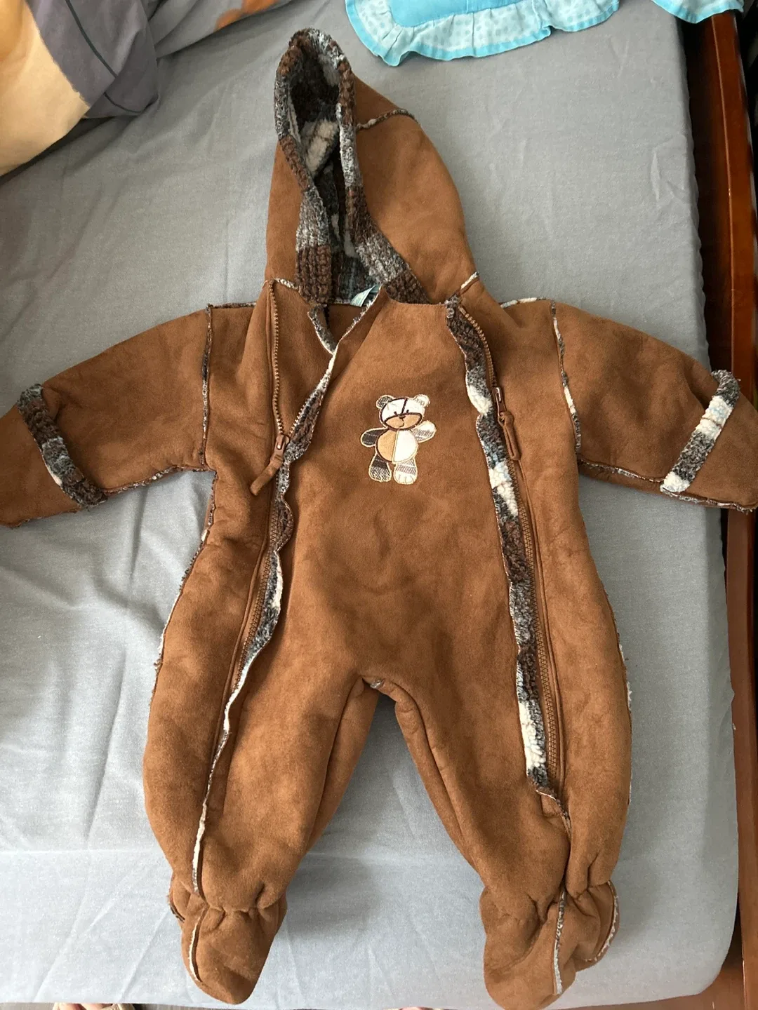 La Petit Rothschild 0/6M Brown Snowsuit