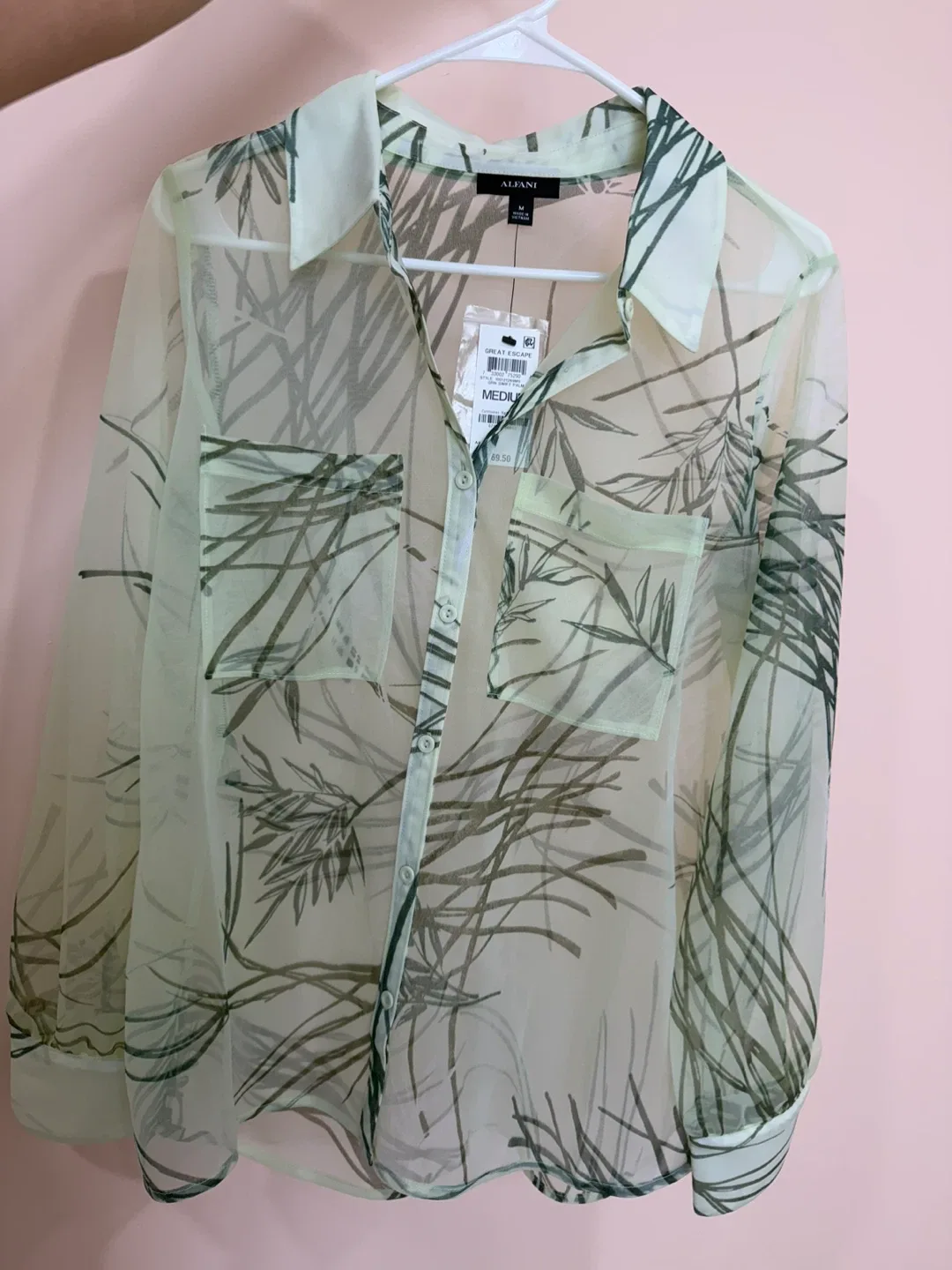 Alfani Women's sheer Button-Down Shirt - Size M image indicator(2)