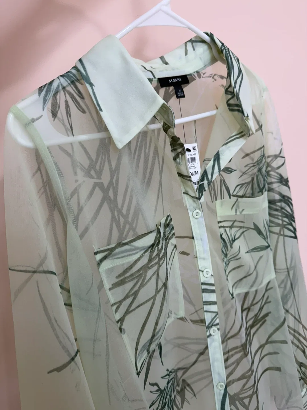 Alfani Women's sheer Button-Down Shirt - Size M image indicator(4)