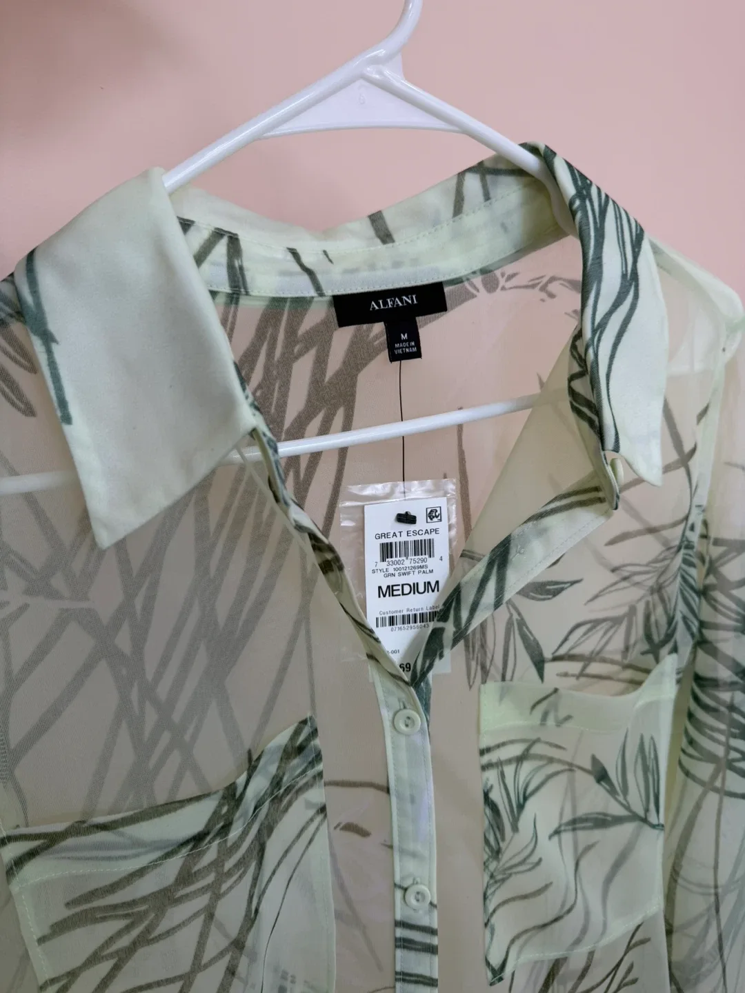 Alfani Women's sheer Button-Down Shirt - Size M image indicator(3)