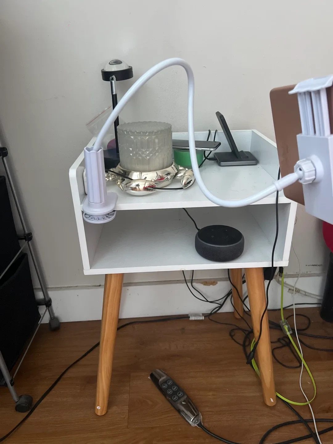 White Nightstand with Shelf