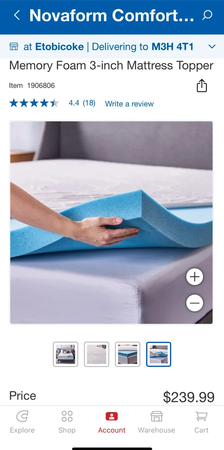 Novaform 3-inch Memory Foam Mattress Topper