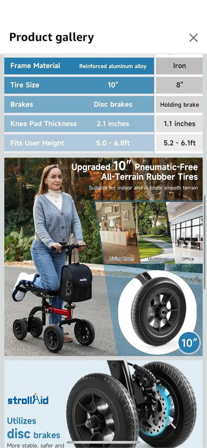 New in box Strollaid Knee Walker, red image indicator(2)