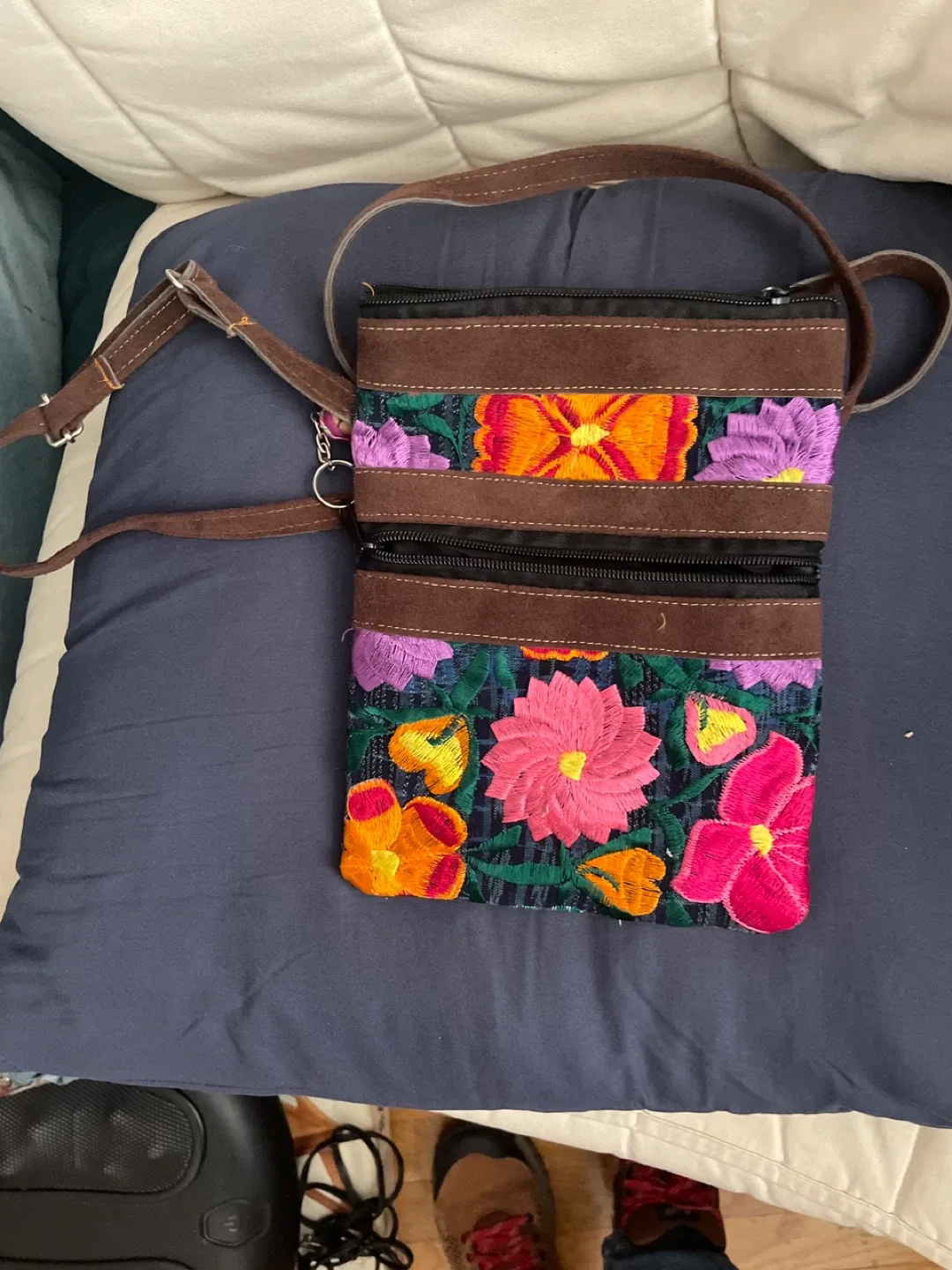 Floral Embroidered Crossbody Bag