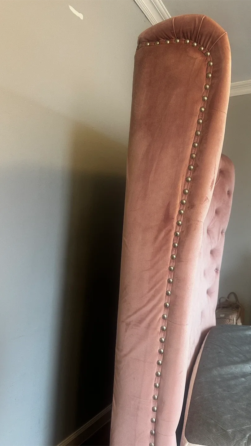 Cosmopolitan Velvet Upholstered Bed W/Iron Frame and Mattress image indicator(3)