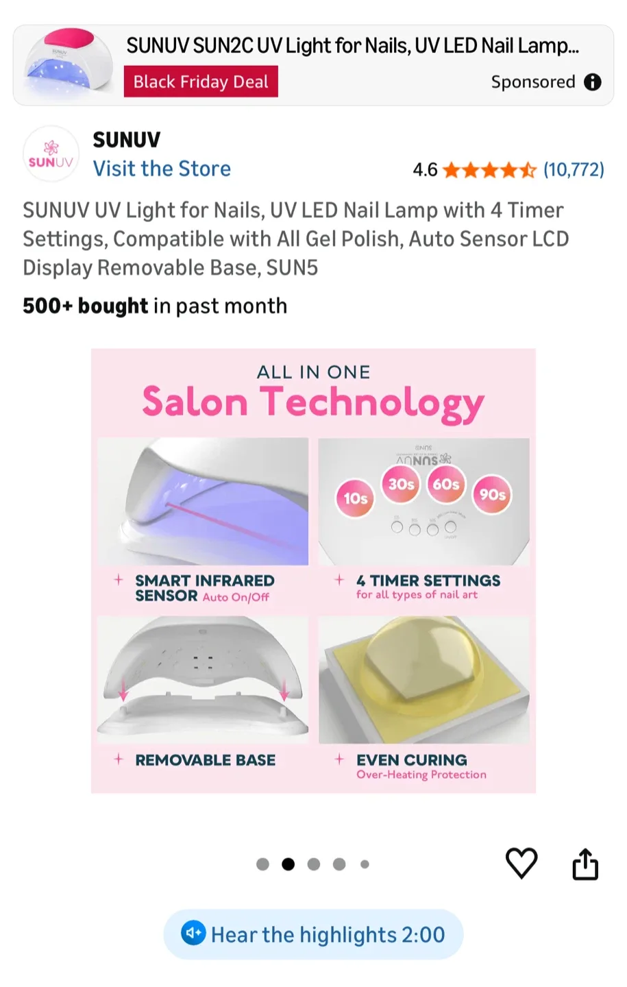 Gellen 72W Smart 2.0 UV LED Nail Lamp image indicator(2)