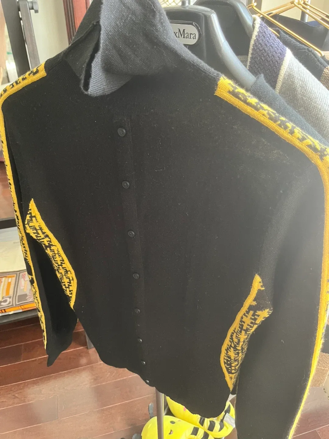 Black & Yellow Wool Cardigan