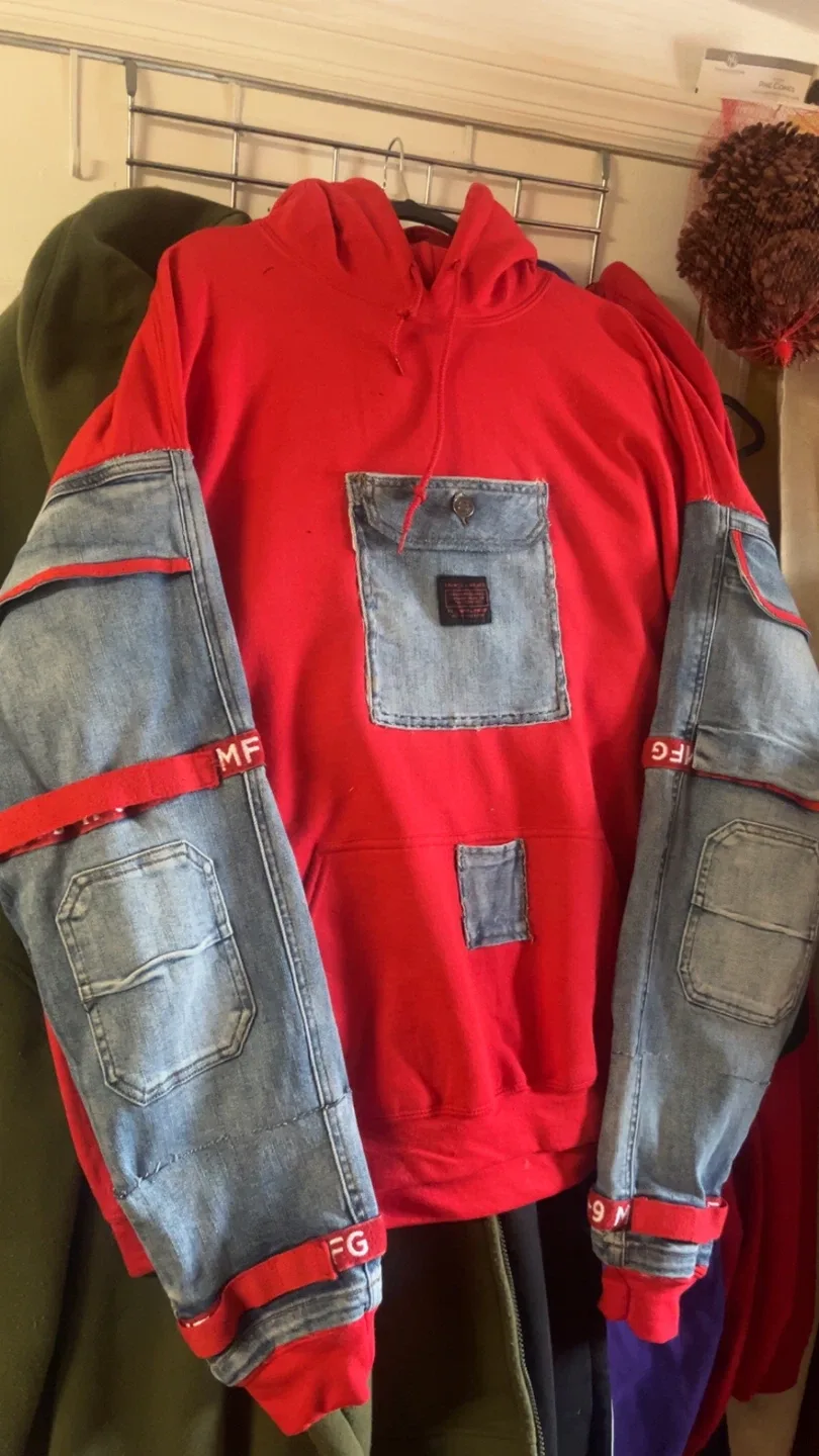 MFG Red Denim Hoodie