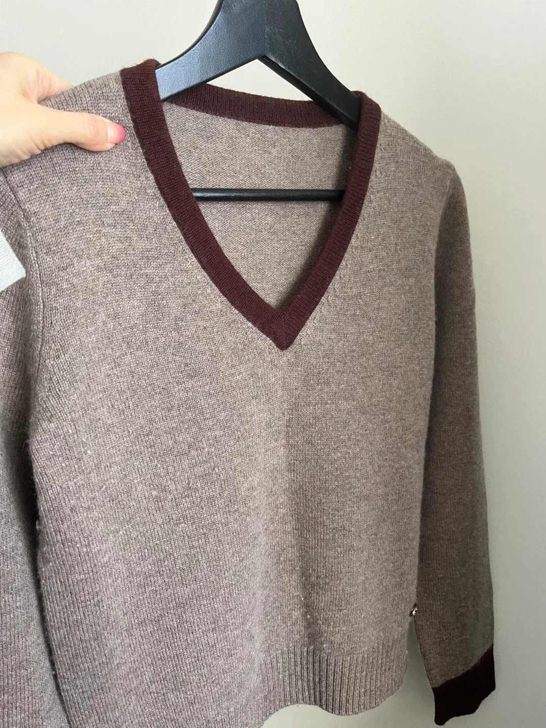 Beige V-Neck Sweater